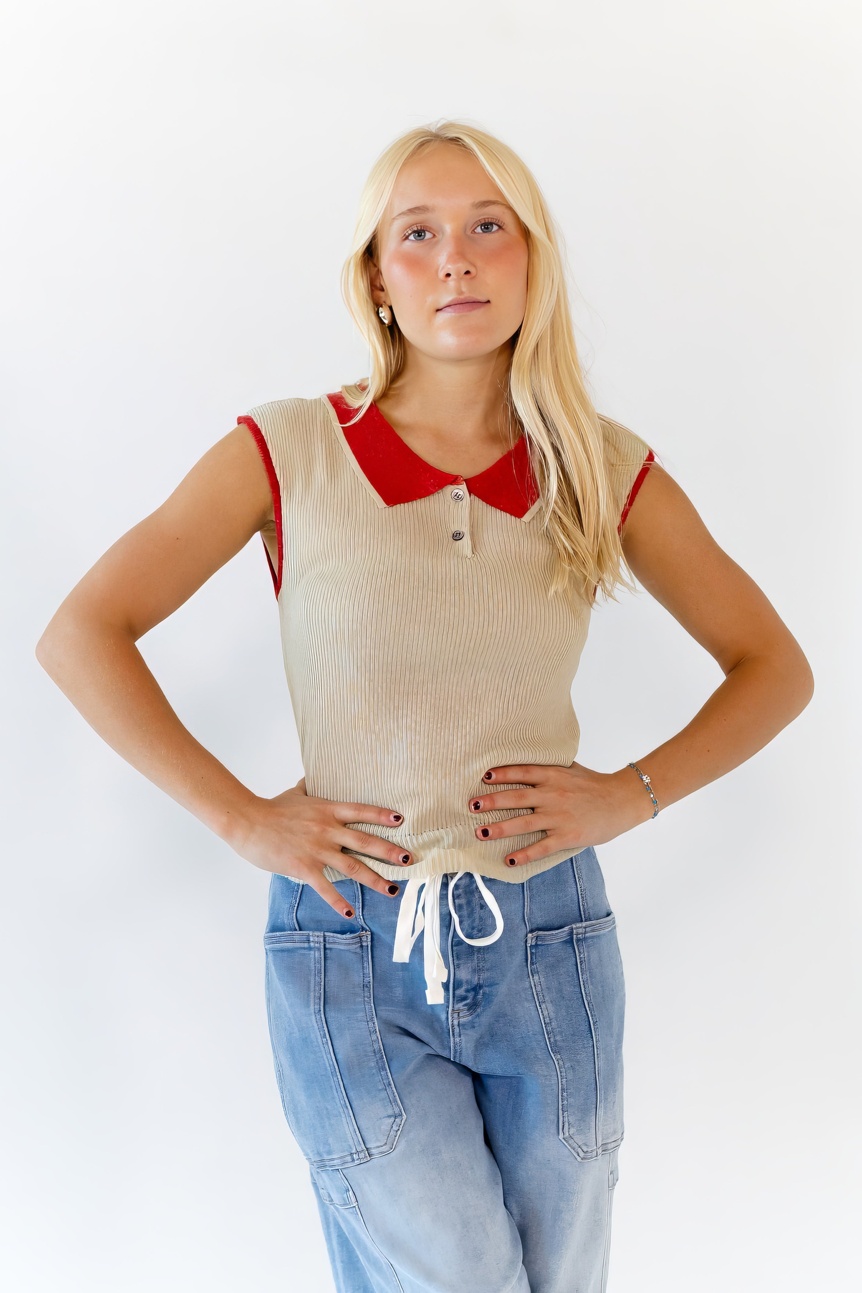 Sonrel Contrast Collared Top