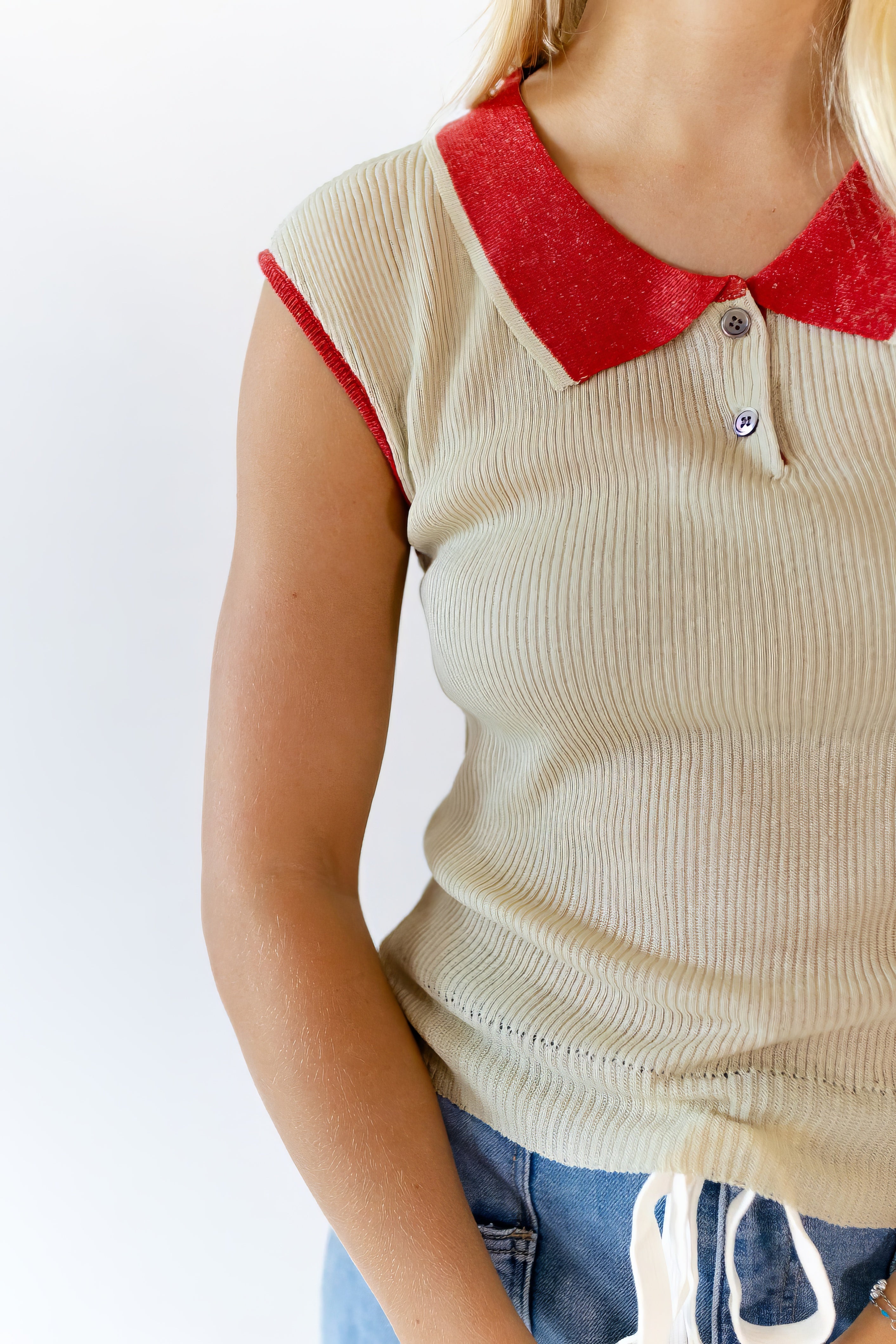 Sonrel Contrast Collared Top