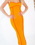 Faye Piped Maxi Dress・Orange