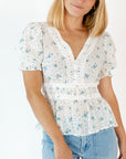 Wendy Floral Crochet Trim Top