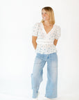 Wendy Floral Crochet Trim Top