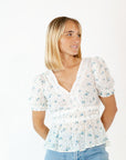 Wendy Floral Crochet Trim Top