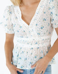 Wendy Floral Crochet Trim Top