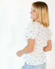 Wendy Floral Crochet Trim Top