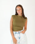 Olive Branch Scrunch Side Top