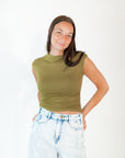 Olive Branch Scrunch Side Top