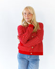 Ayo Striped Cardigan · Red