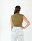 Olive Branch Scrunch Side Top