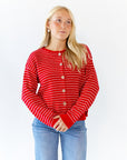 Ayo Striped Cardigan · Red