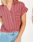 Eva Striped Button Up Top