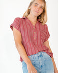 Eva Striped Button Up Top