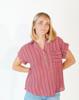 Eva Striped Button Up Top
