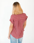 Eva Striped Button Up Top