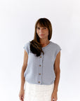 Peyton Raw Edge Cardigan · Dusty Blue