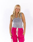 Quincy Split Neck Top · Steel