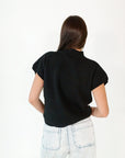 Mitsy Floral Knit Top · Black