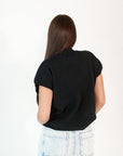 Mitsy Floral Knit Top · Black