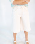 Boyfriend Denim Jorts ・White