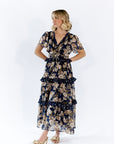 Eli Tiered Ruffle Midi Dress · Navy