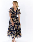 Eli Tiered Ruffle Midi Dress · Navy