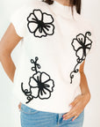 Mitsy Floral Knit Top · Cream
