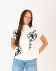 Mitsy Floral Knit Top · Cream