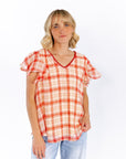 Enzo Plaid Lined Blouse