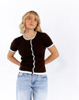 Coraline Ribbed Top · Brown