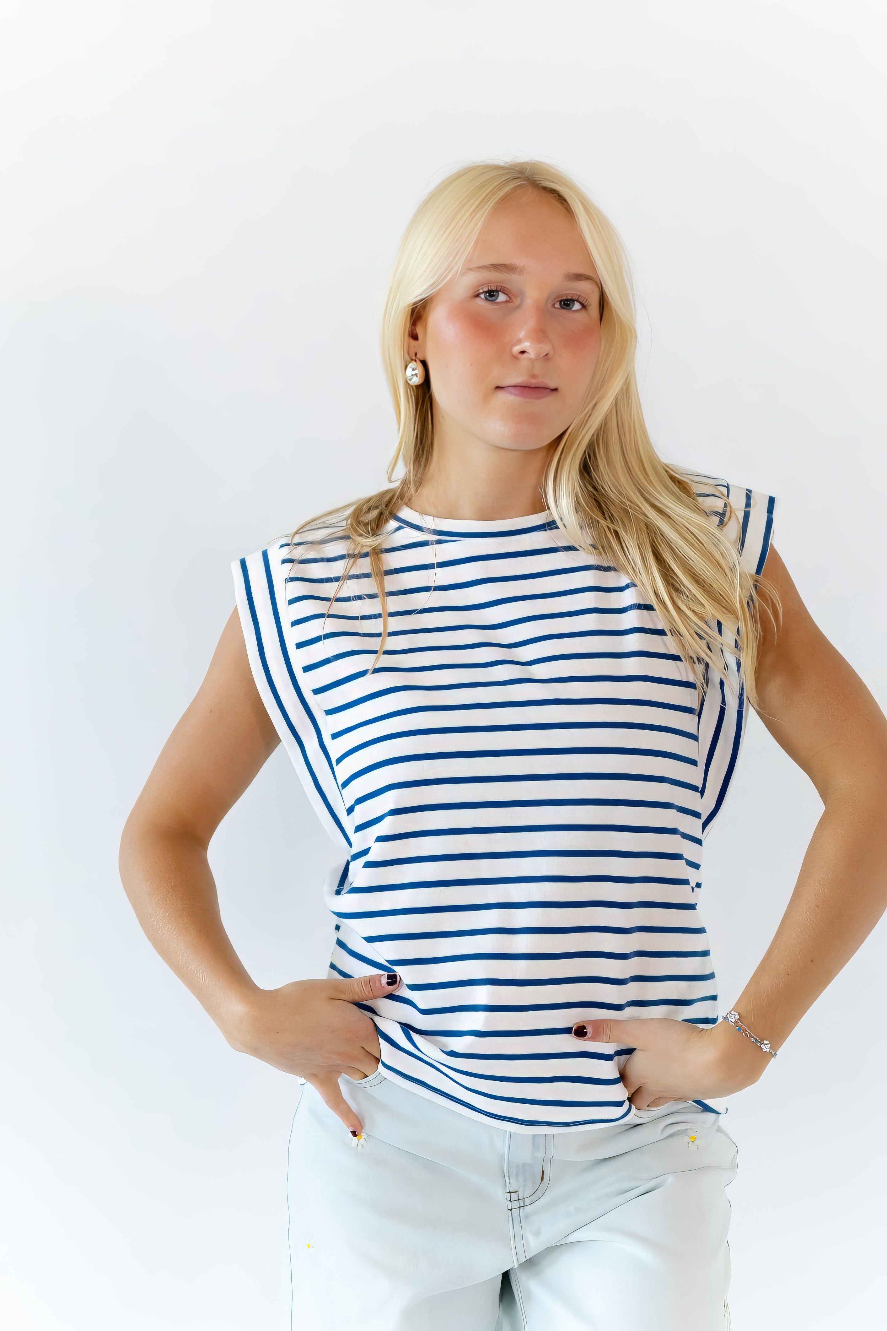 Leenah Striped Muscle Tee