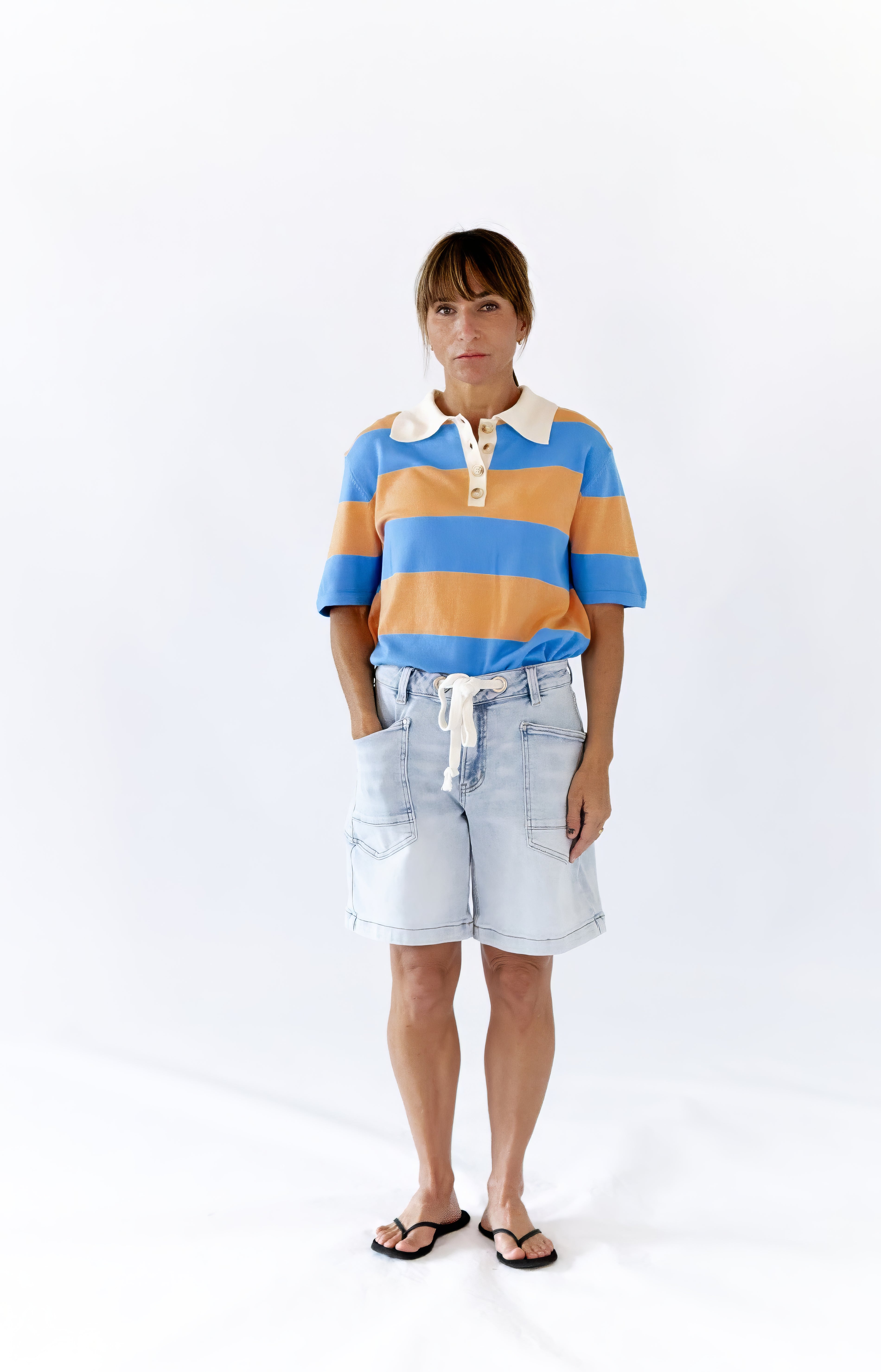 Zevia Striped Polo Top – Twirl Boutique