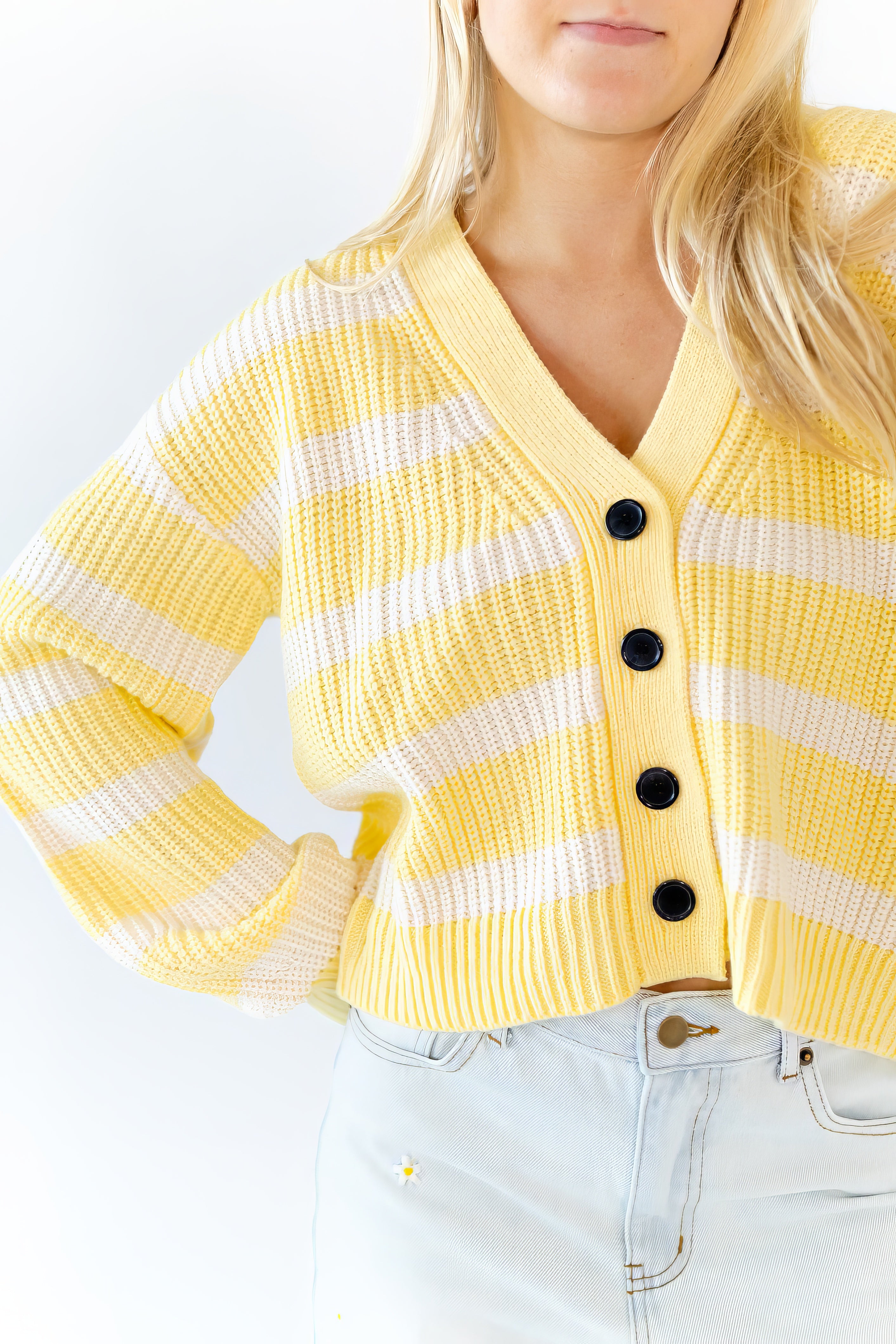 Haby Striped Button Up Cardigan