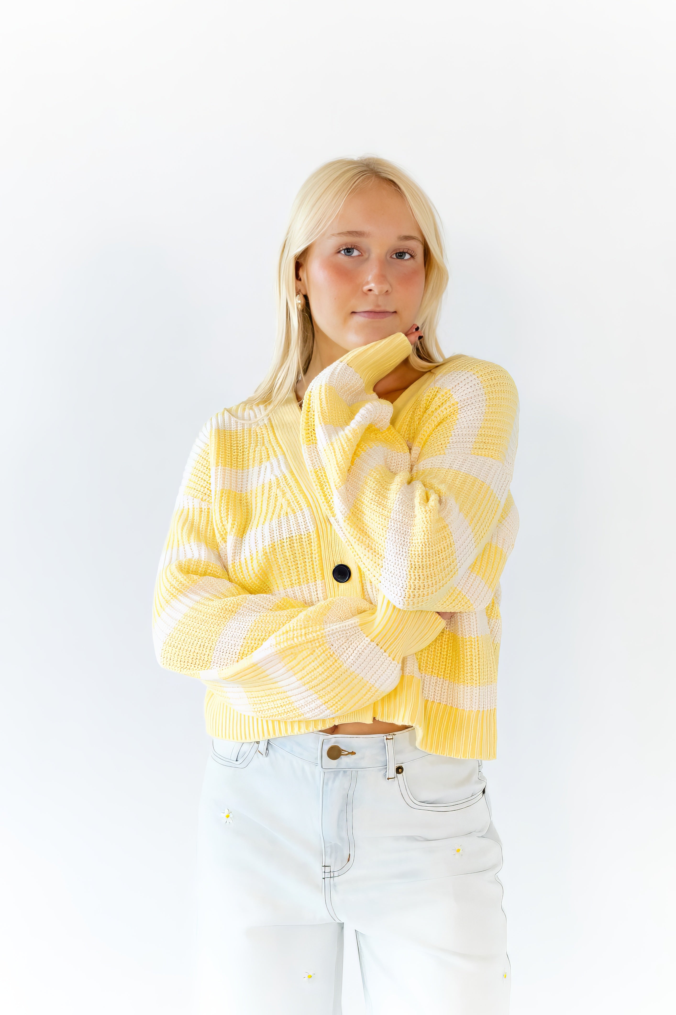 Haby Striped Button Up Cardigan