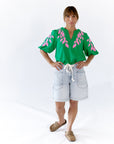 Greenery Embroidered Top