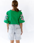 Greenery Embroidered Top