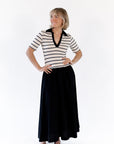 Vail Striped Midi Dress · Black