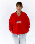 Flag Embroidered Plush Sweatshirt
