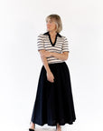 Vail Striped Midi Dress · Black