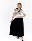 Vail Striped Midi Dress · Black