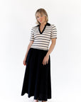 Vail Striped Midi Dress · Black