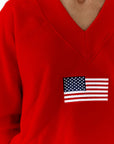 Flag Embroidered Plush Sweatshirt