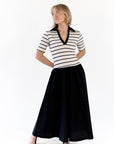 Vail Striped Midi Dress · Black