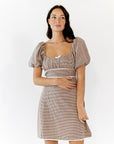 Tory Gingham Lace Up Back Dress