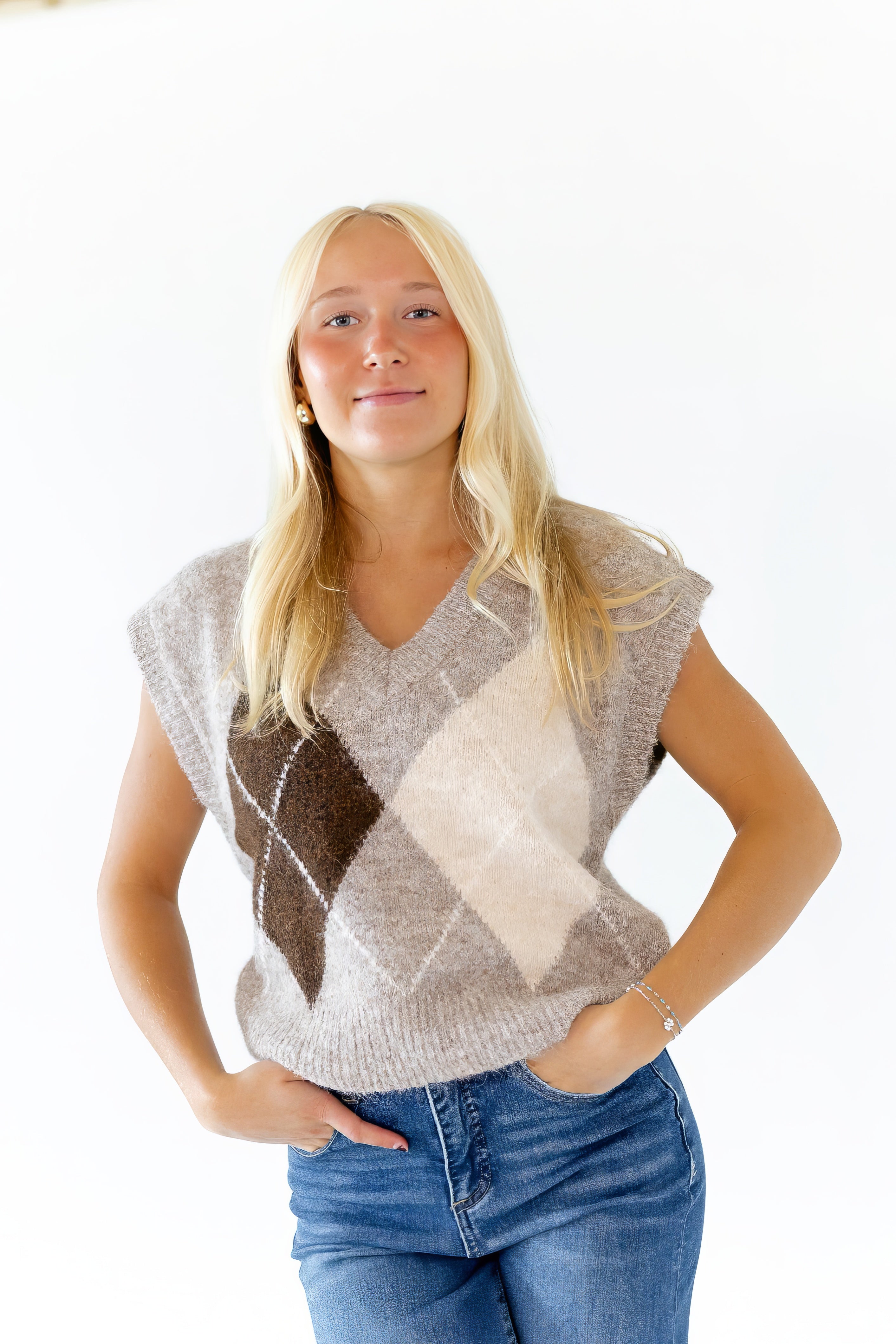 Kimmy Argyle Knit Sweater Vest