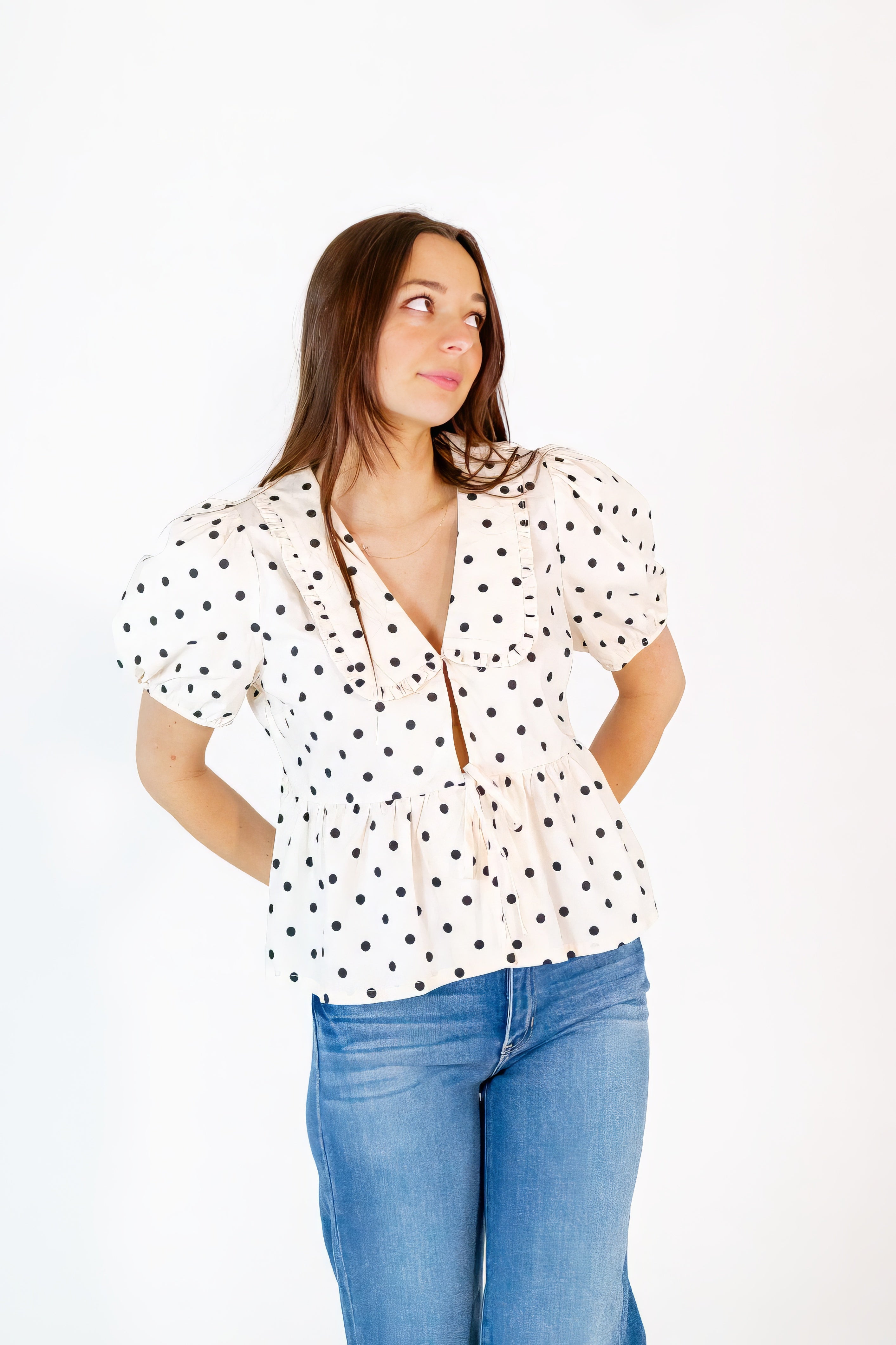 Willa Polka Dot Collared Top