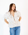 Willa Polka Dot Collared Top