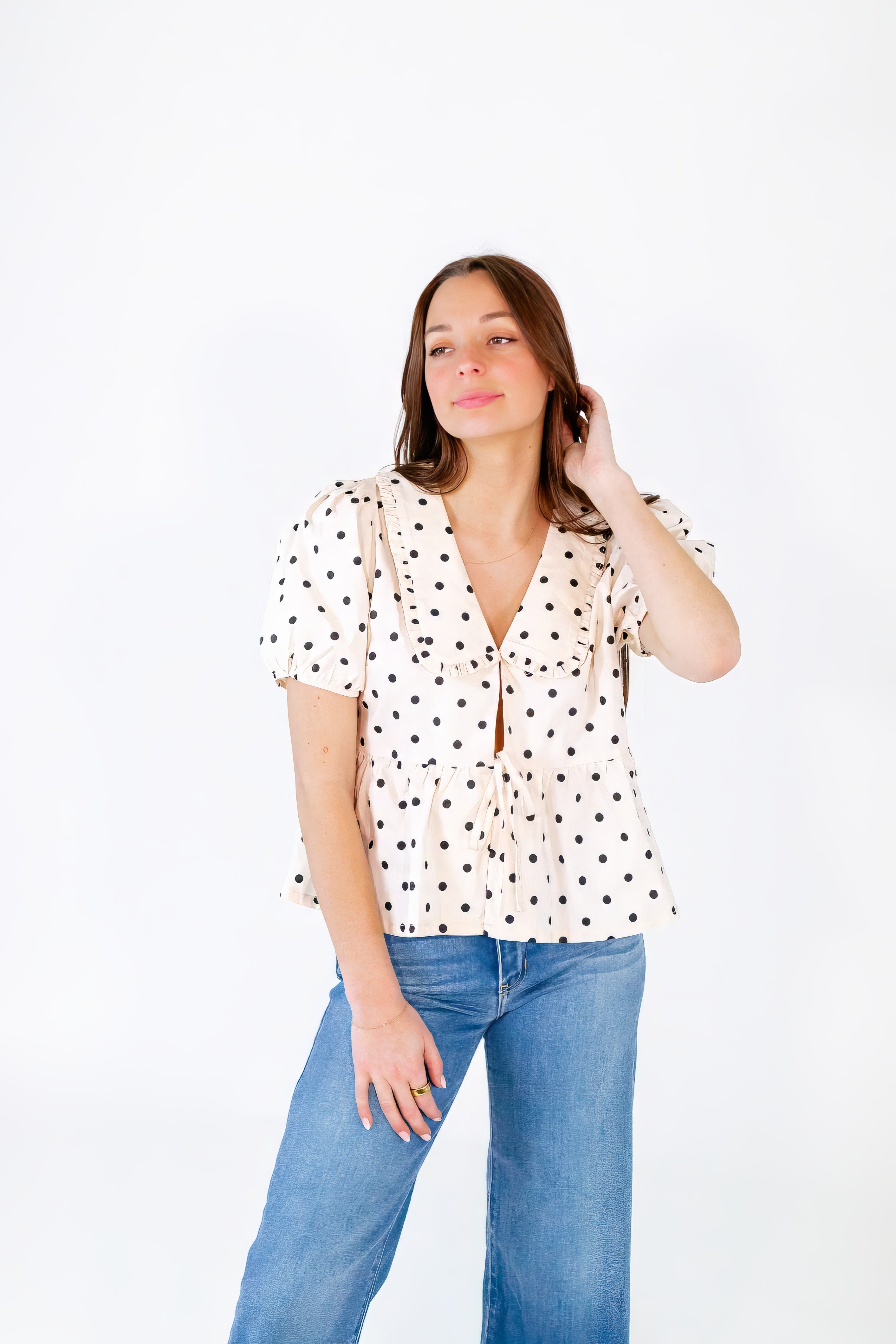 Willa Polka Dot Collared Top