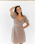 Tory Gingham Lace Up Back Dress