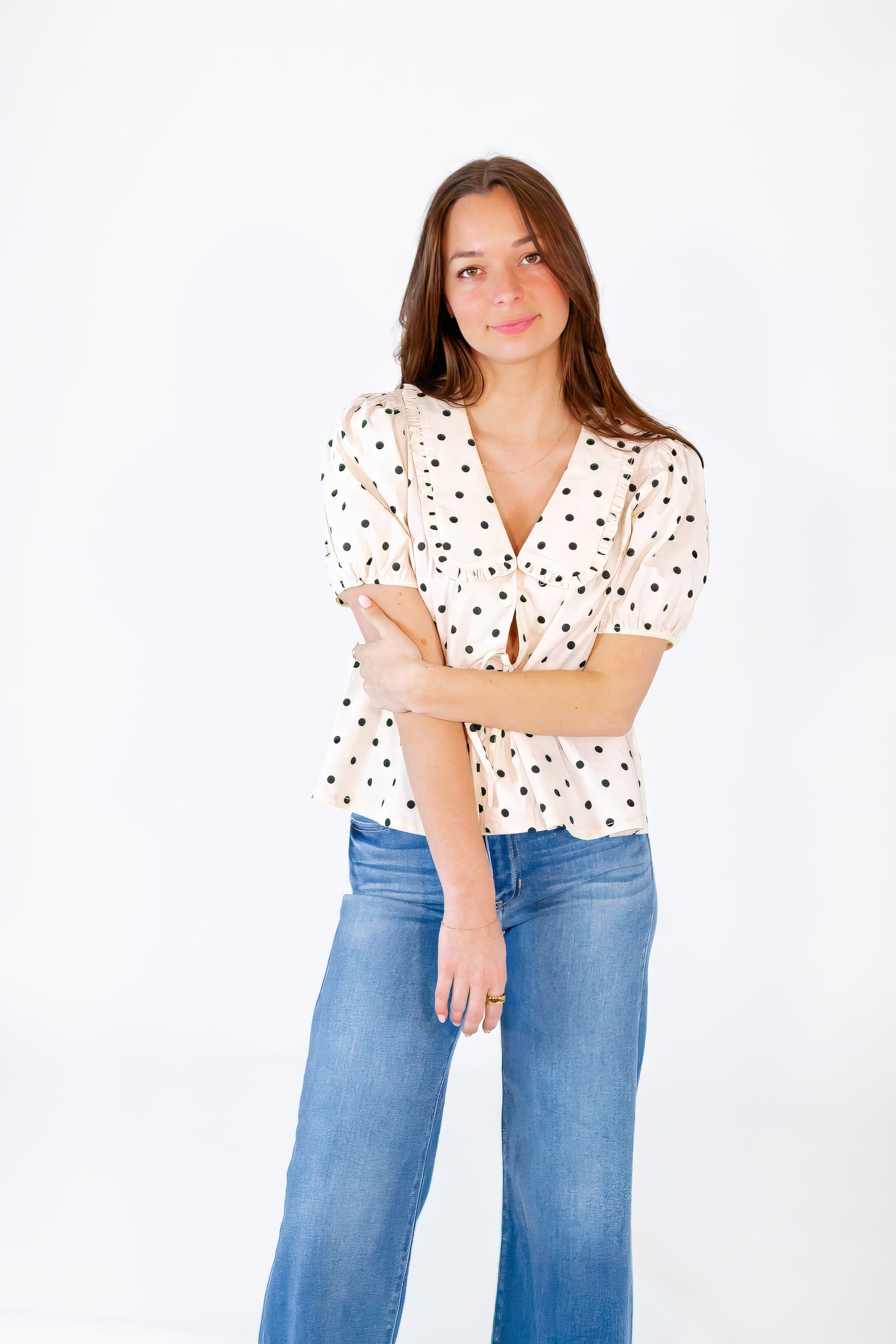 Willa Polka Dot Collared Top