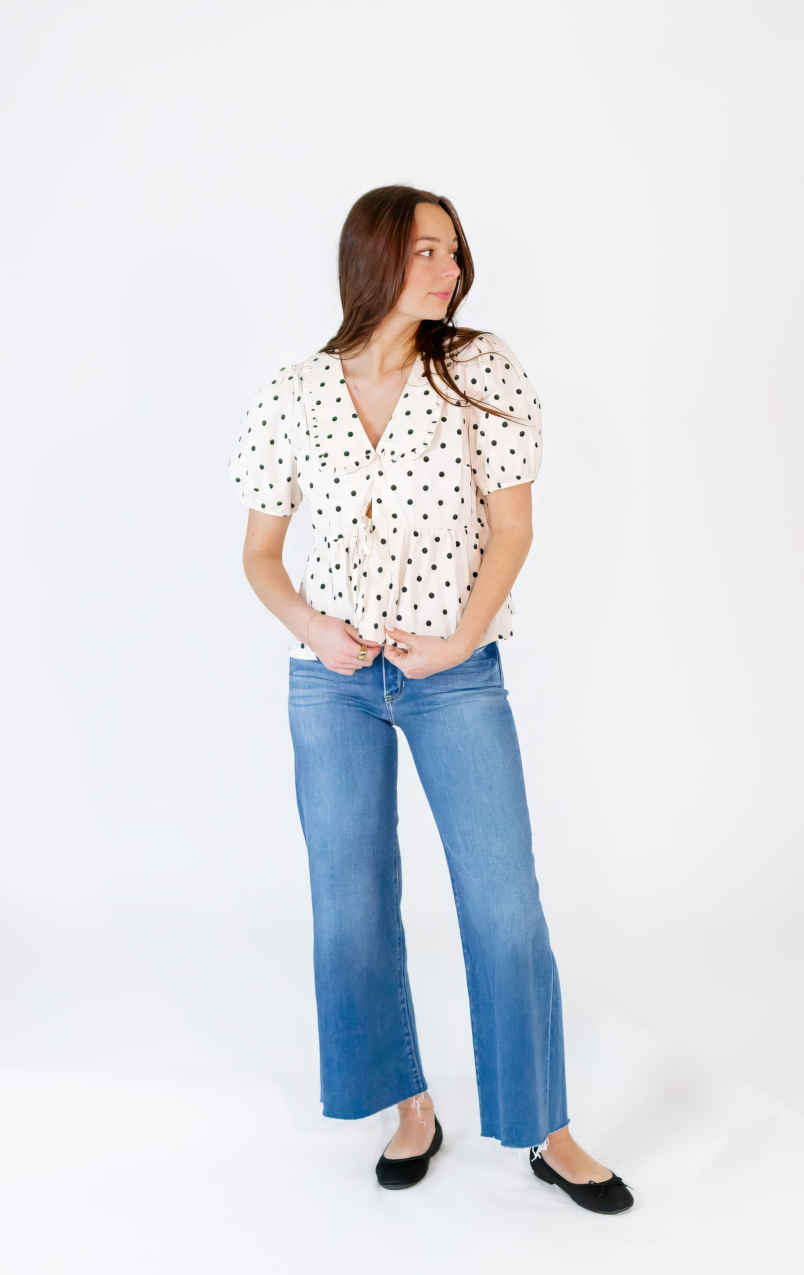 Willa Polka Dot Collared Top
