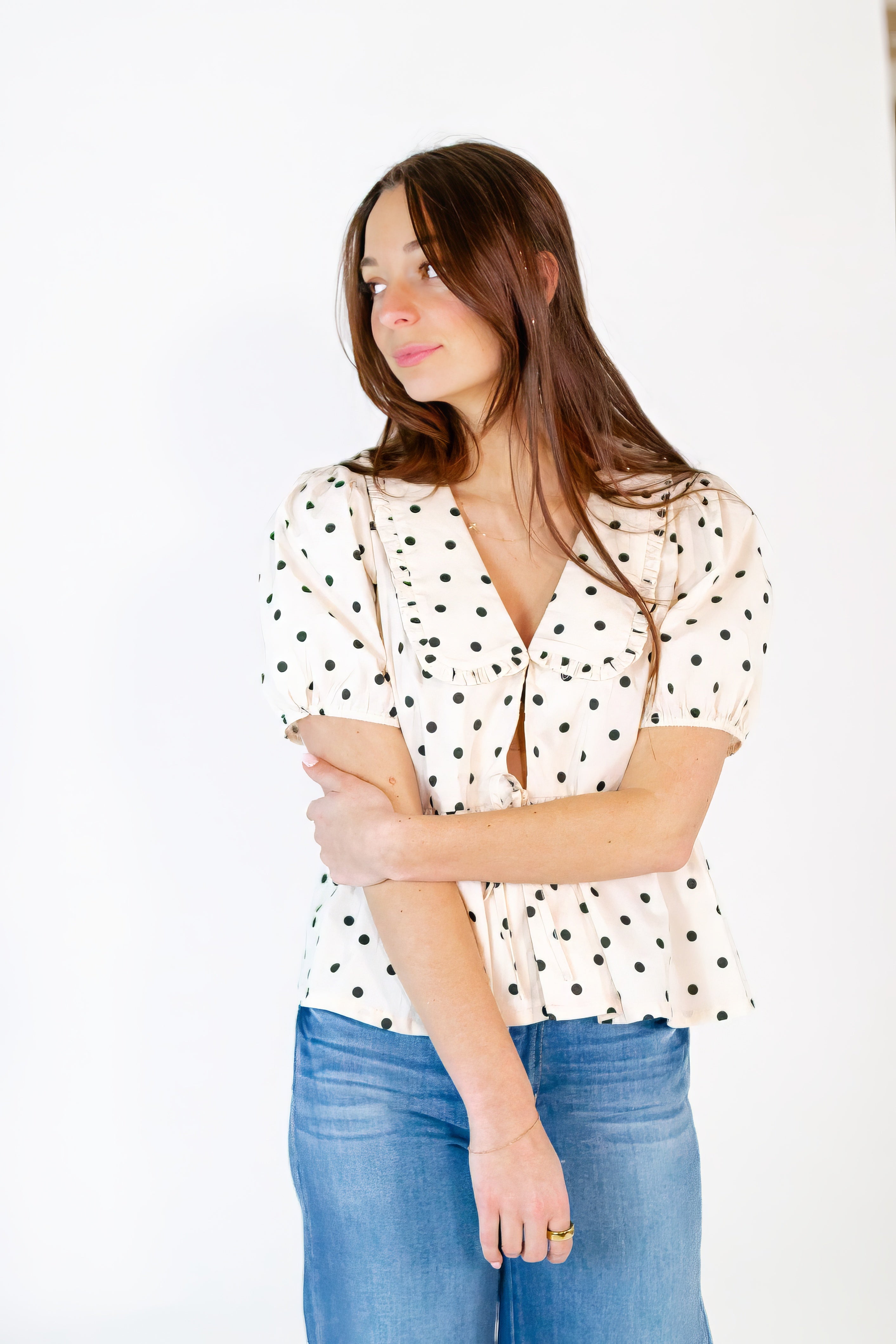 Willa Polka Dot Collared Top